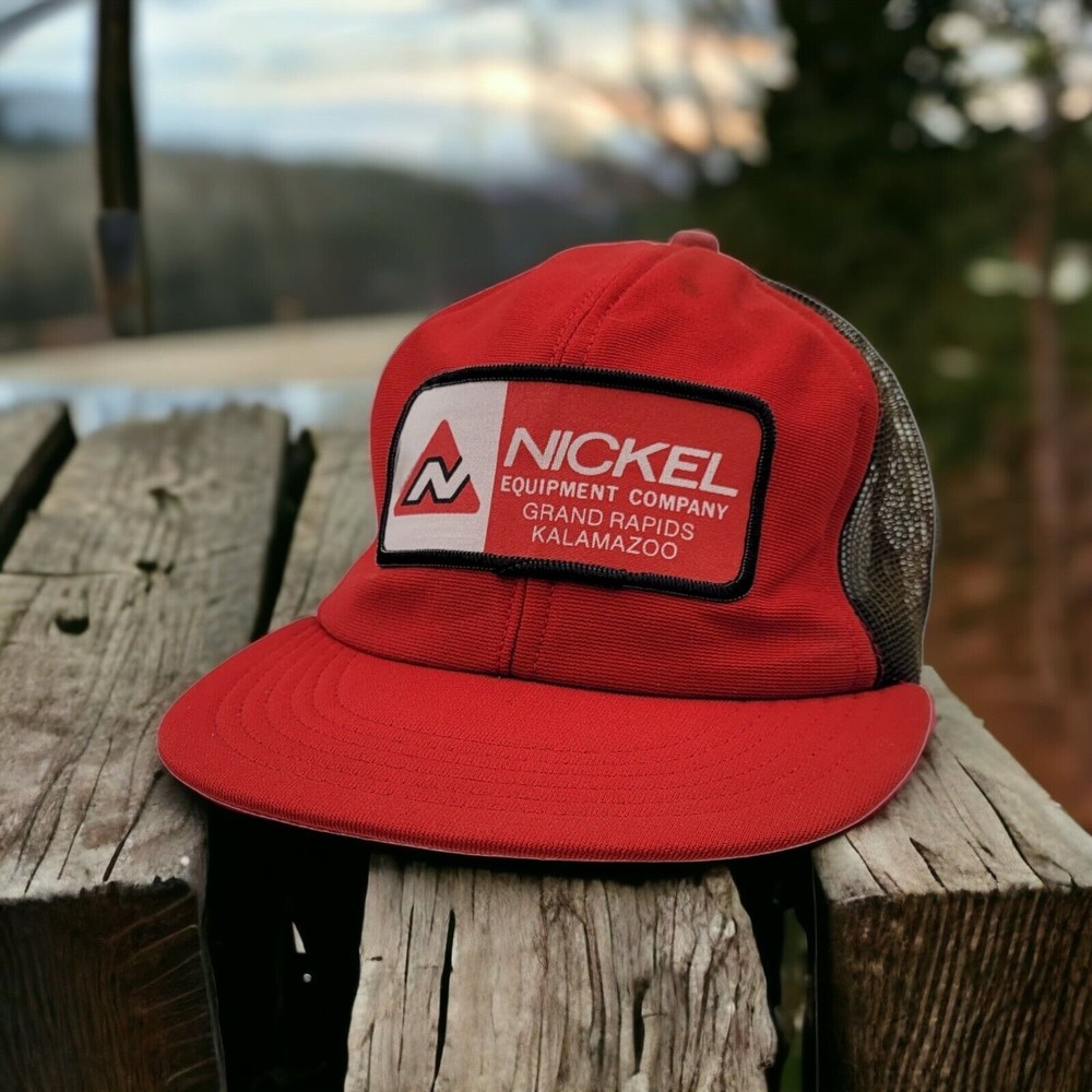 Vintage Nickel Equipment Company Grand Rapids Kalamazoo Red Snapback Hat Cap USA